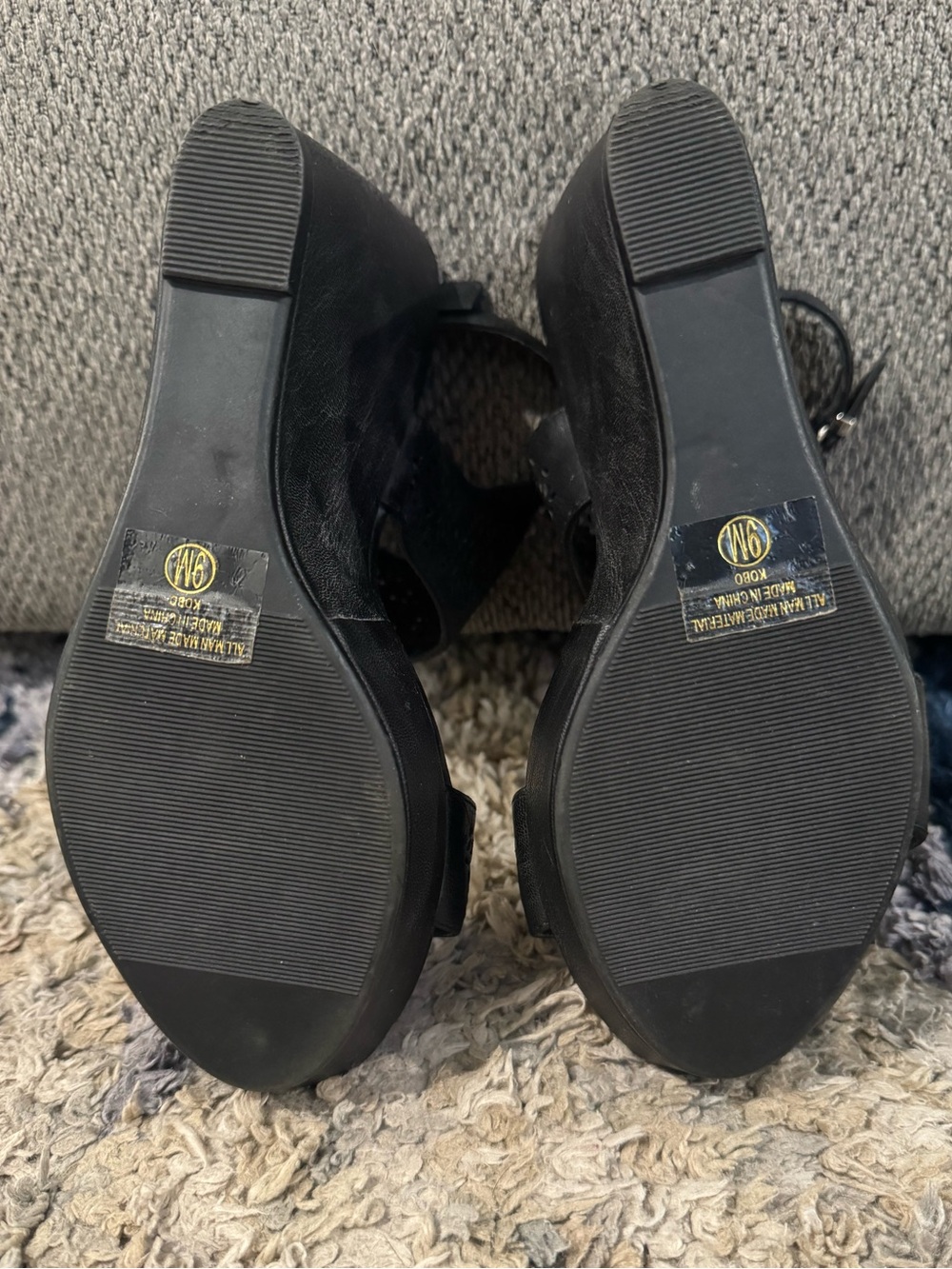 YNot Black Open Toe Platform Wedges - Picture 5 of 7